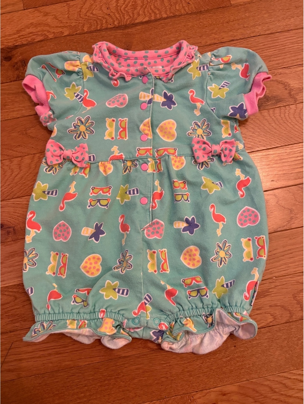 Vintage Gymboree rainbow tag Miami Beach line girls romper infant x-small